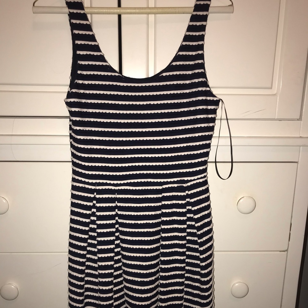 Pinstripe above the knee dress